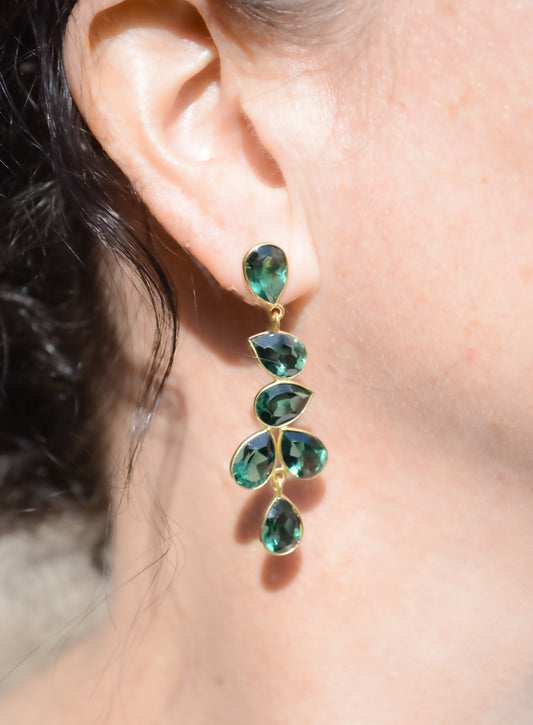 Green tourmaline multi drop earring