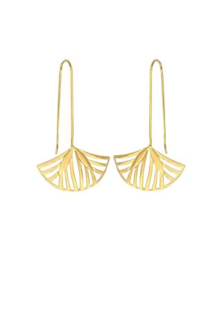 Gold plated brass lotus earrings