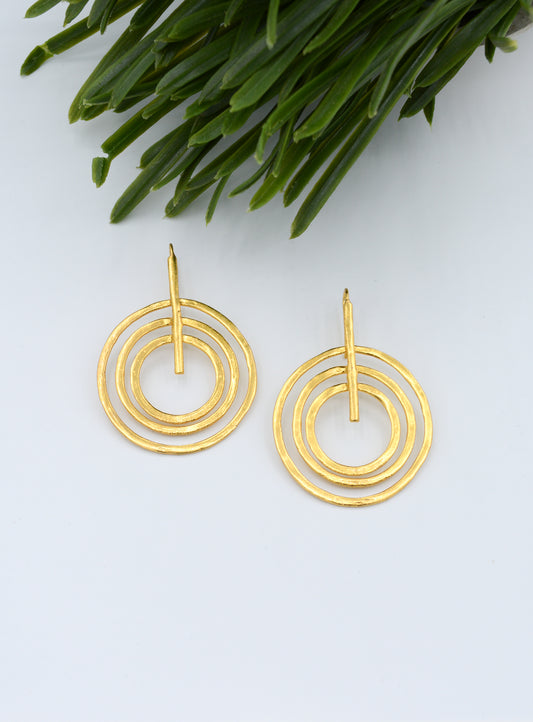 Gold Plated Brass Concentric Circle Earrings