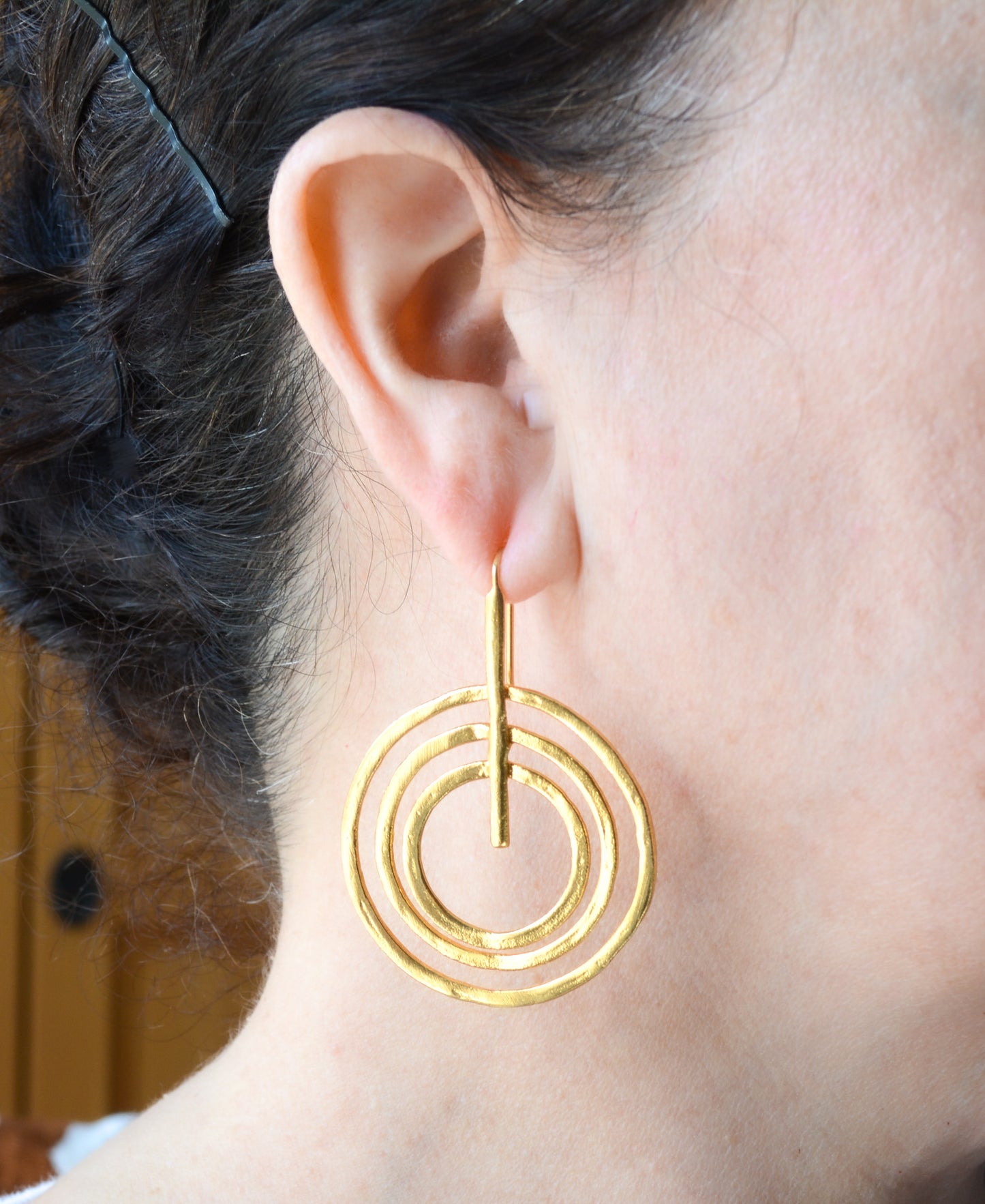 Gold Plated Brass Concentric Circle Earrings