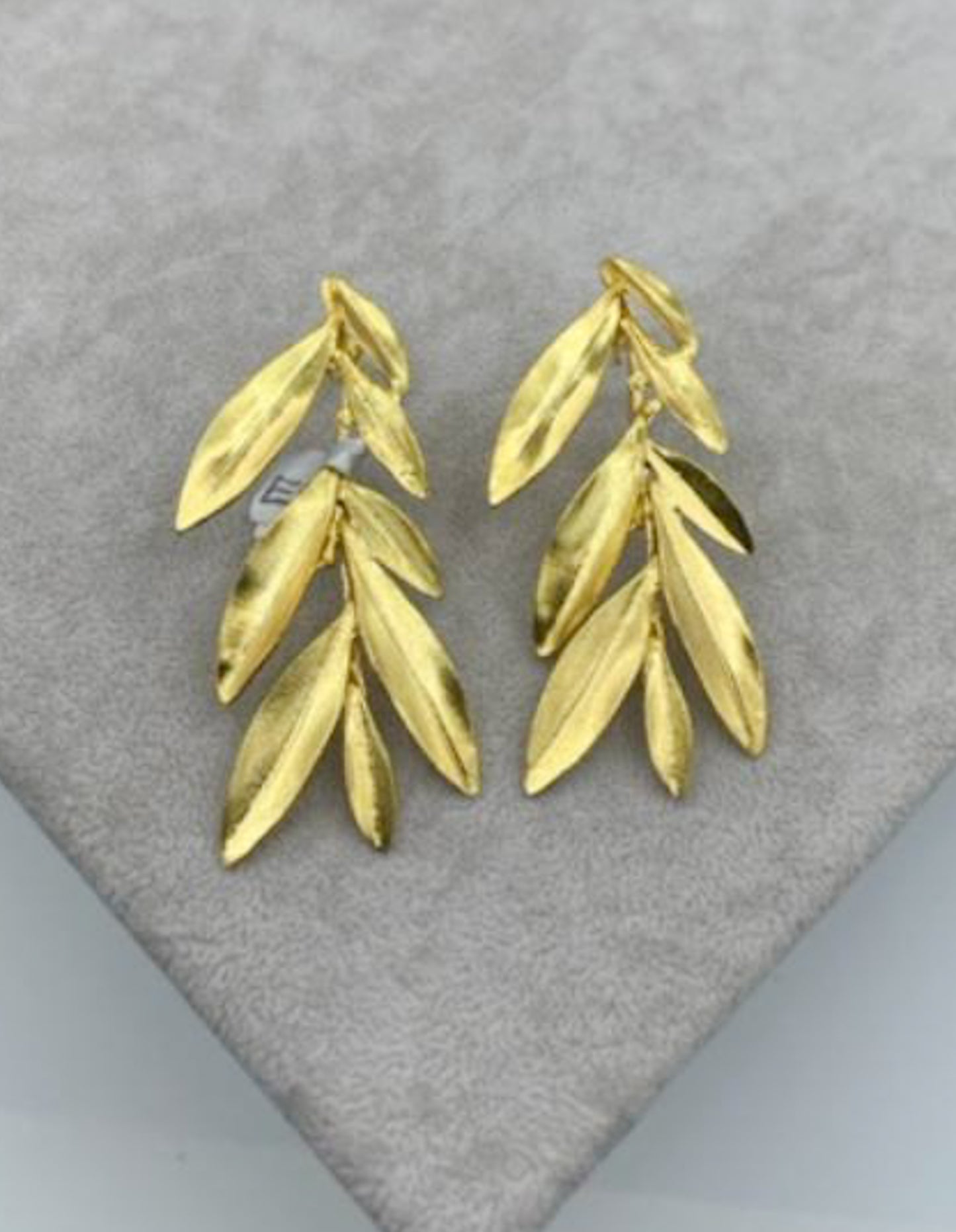Gold plated brass vine earrings