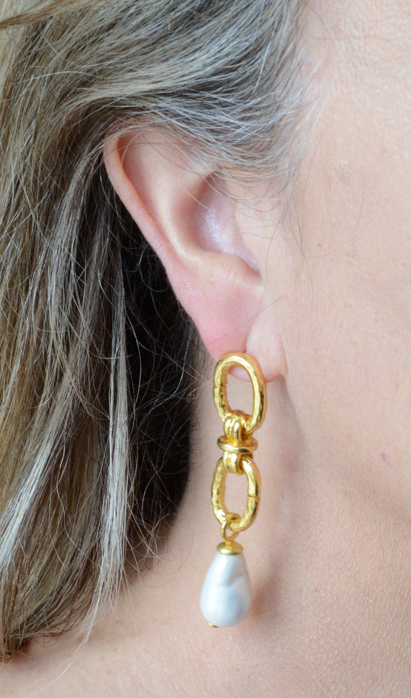 Double Loop Pearl Earring