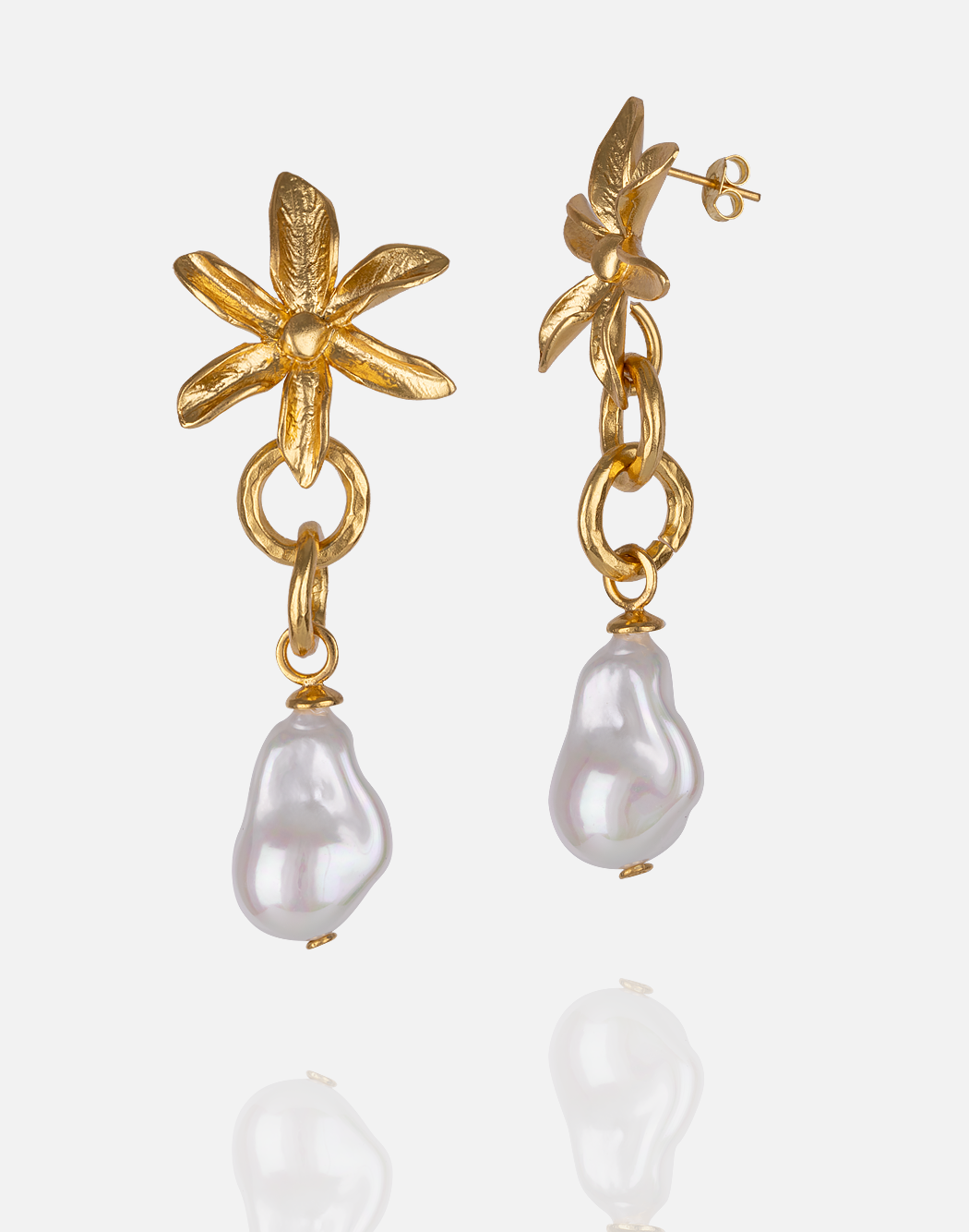 Floral Earring with Baroque Pearl