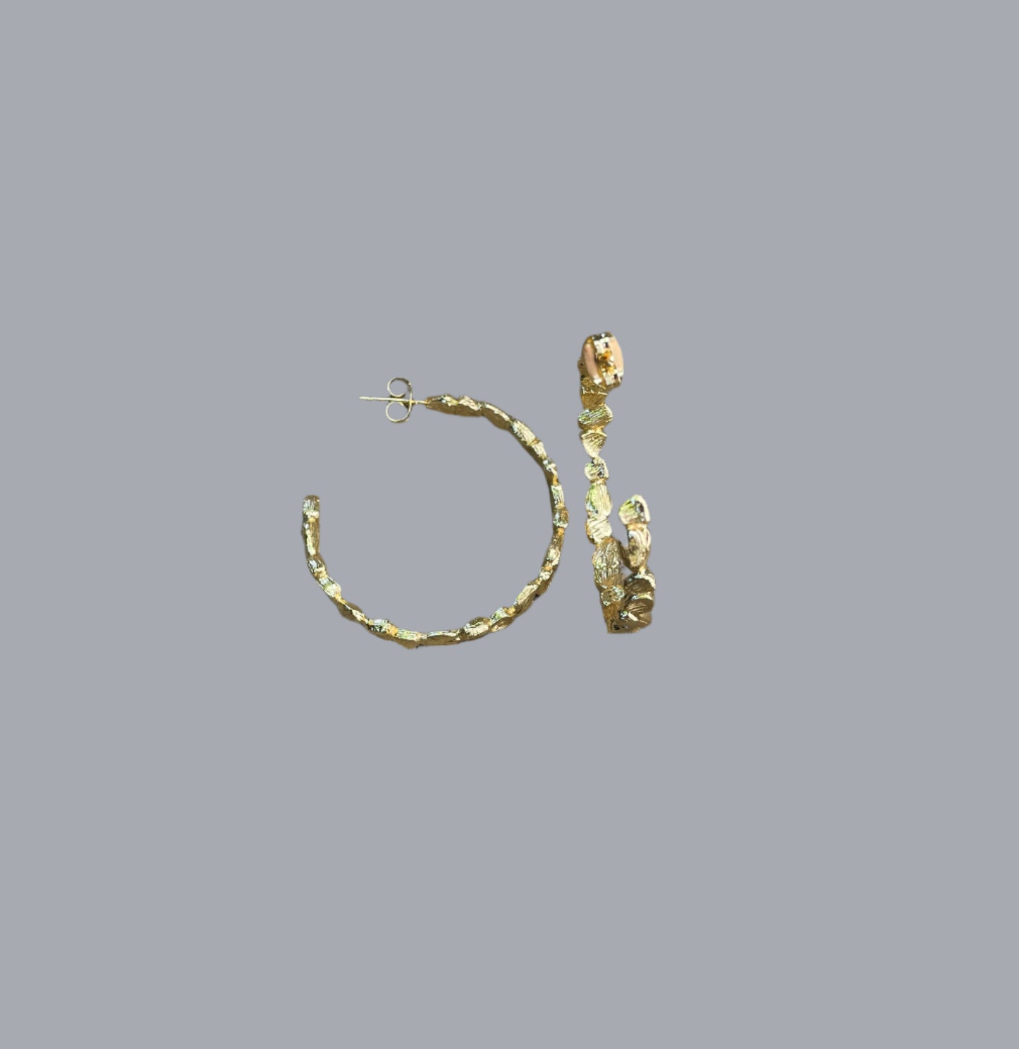 Matte gold finish textured hoops