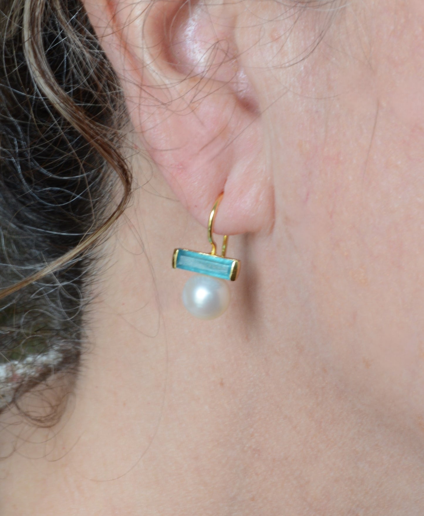 Jade and pearl drop earrings