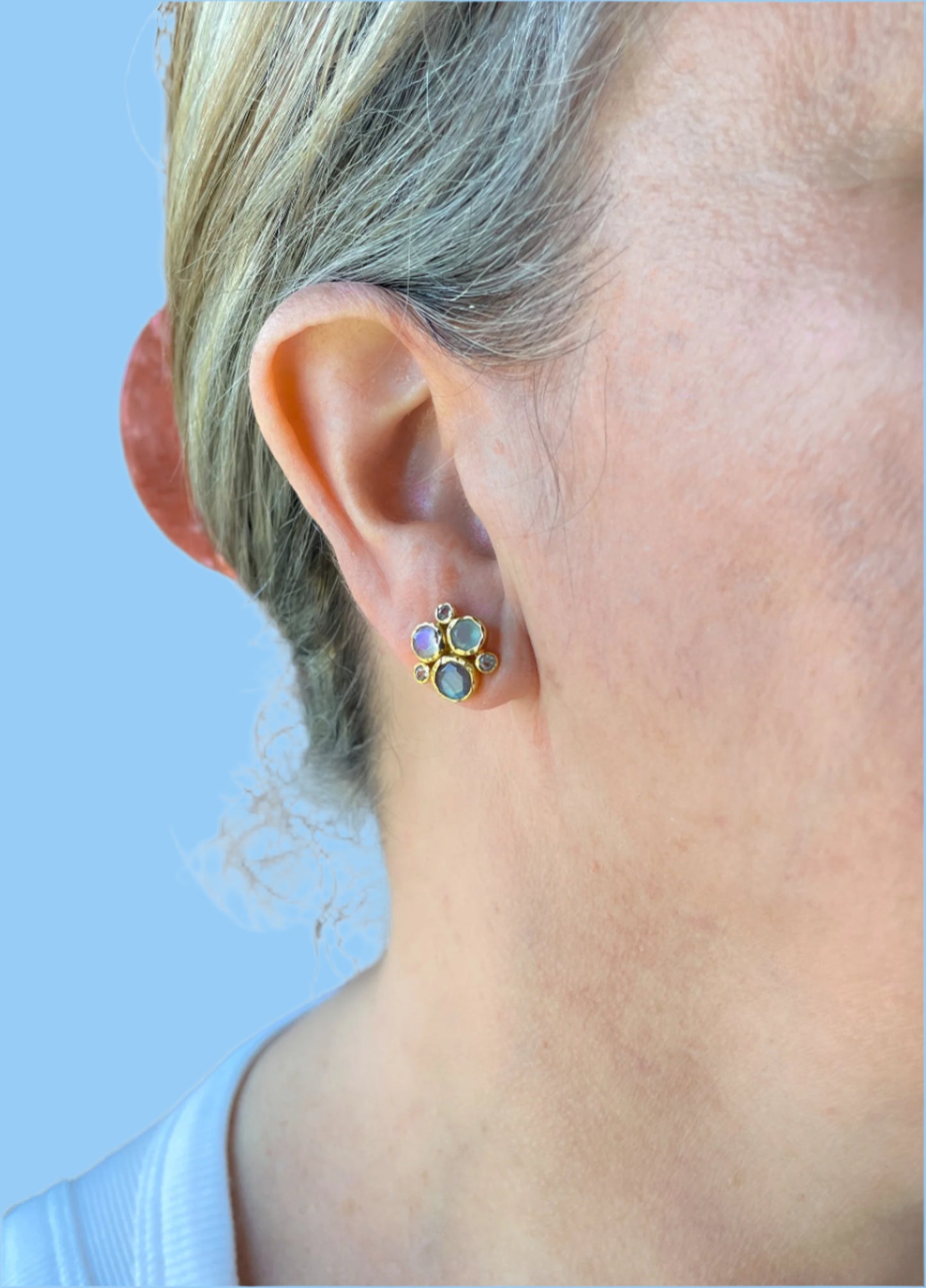 Multi semi-precious stone earrings with post