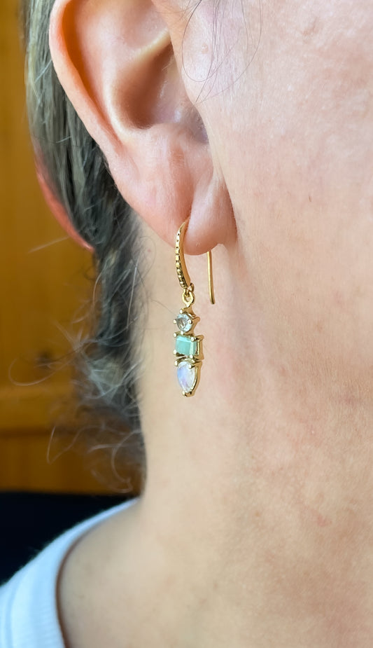 Mixed semi-precious dangle earrings
