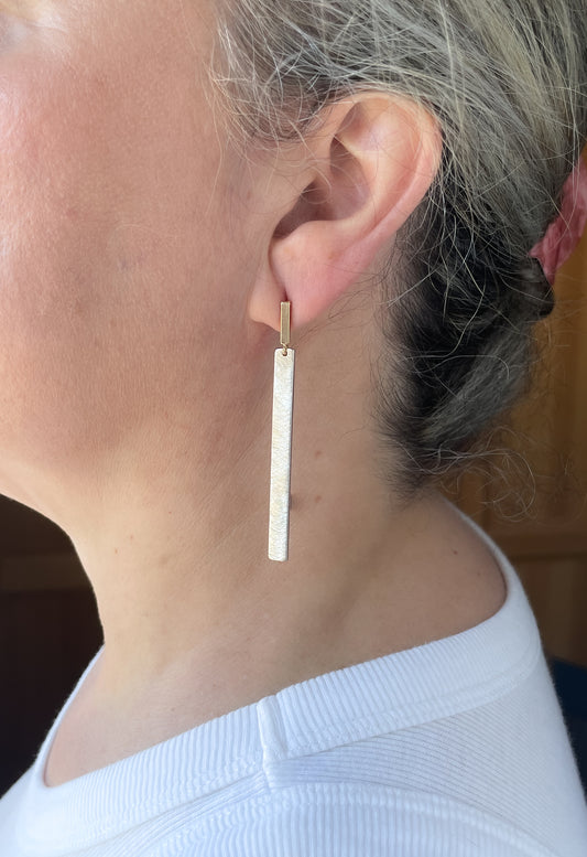 Two Tone Modern Linear Geometric Earring