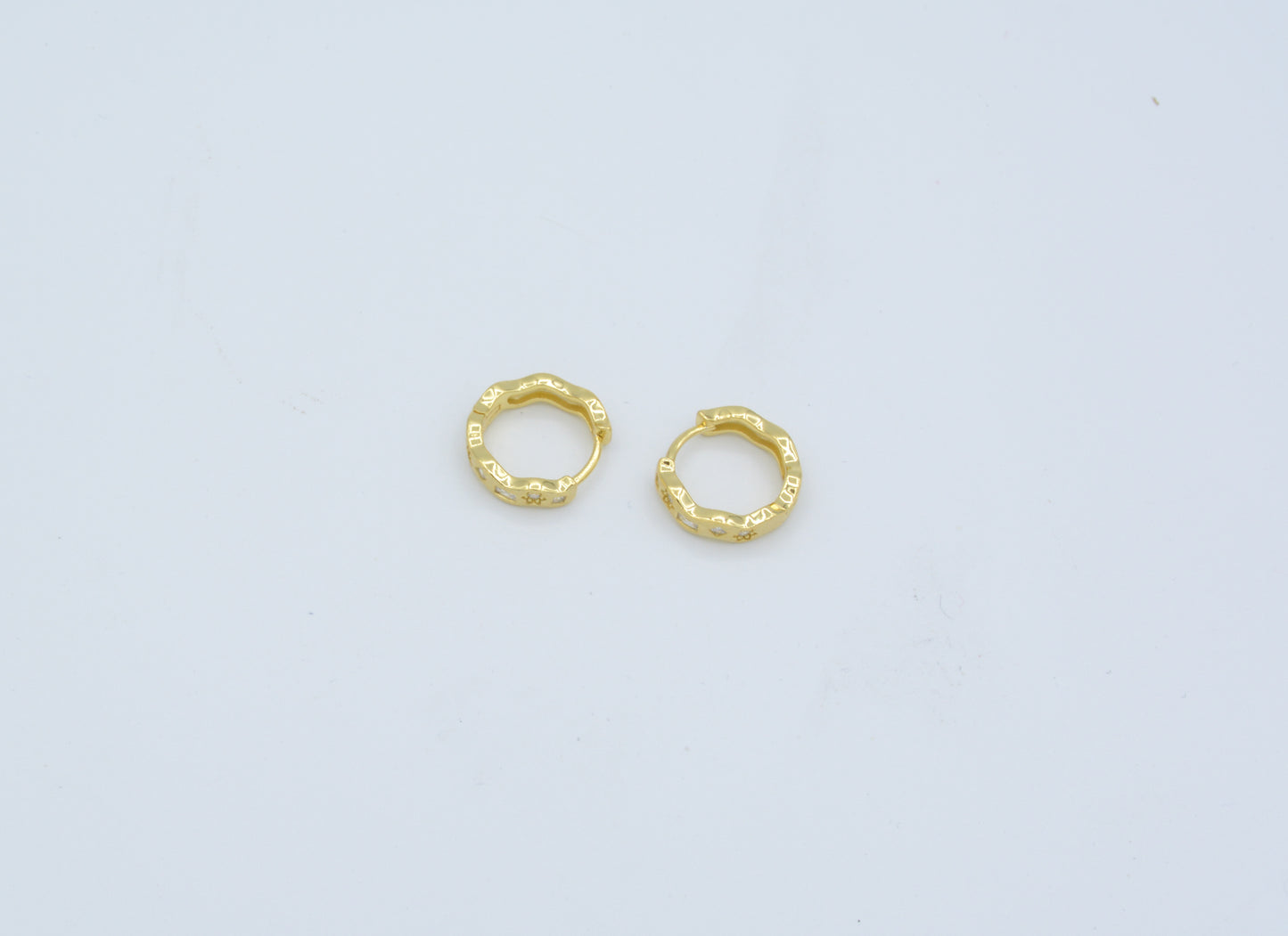 Gold-Tone Huggie Earrings with Sparkling Cubic Zirconia