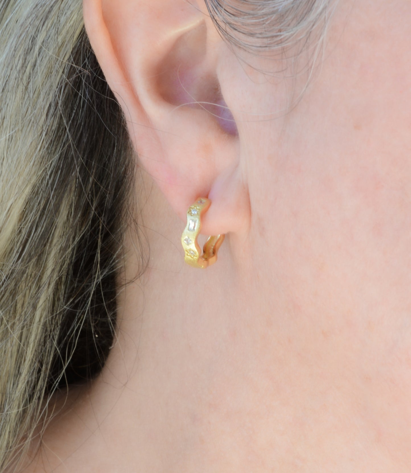 Gold-Tone Huggie Earrings with Sparkling Cubic Zirconia