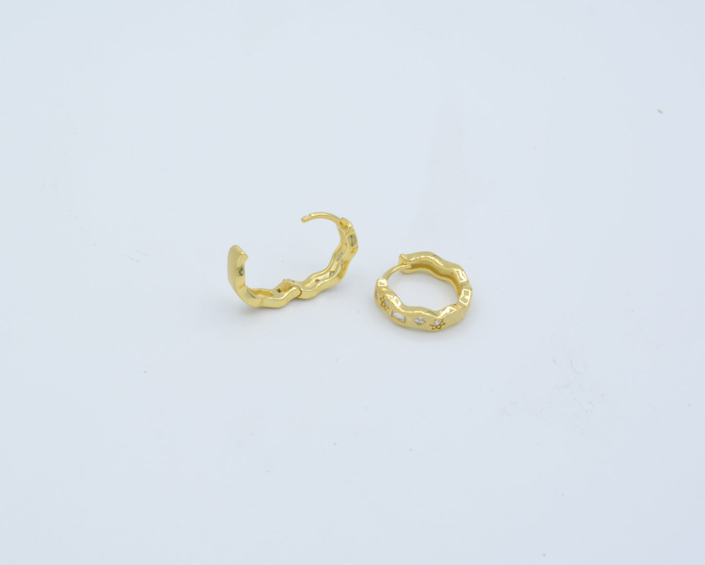 Gold-Tone Huggie Earrings with Sparkling Cubic Zirconia