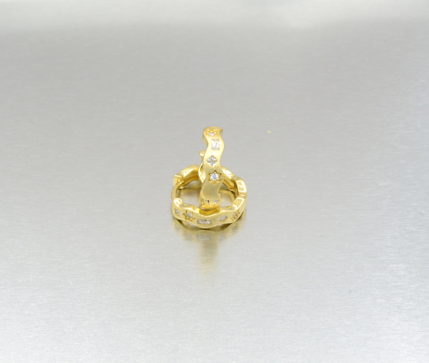 Gold-Tone Huggie Earrings with Sparkling Cubic Zirconia