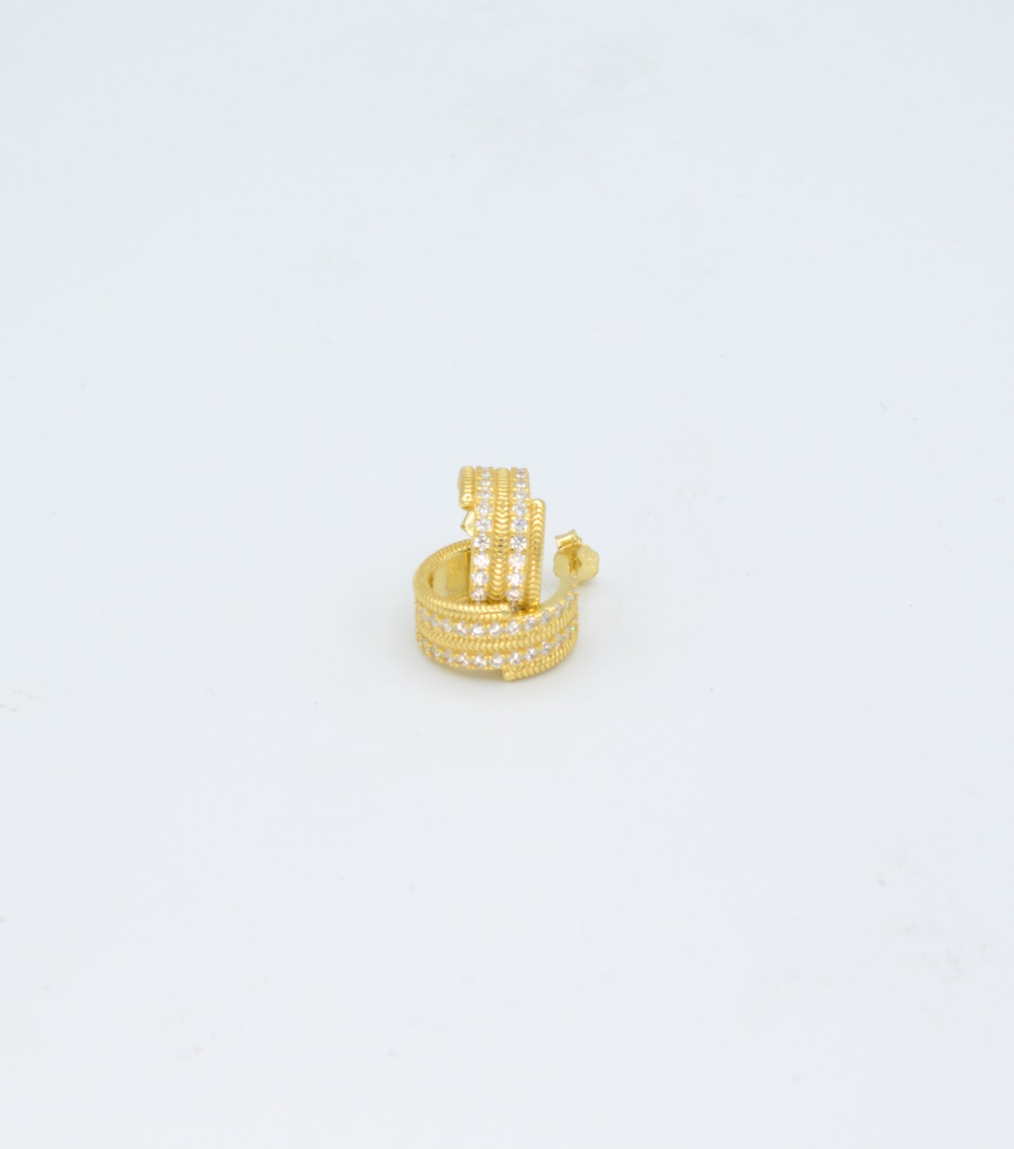 Two-Row Cubic Zirconia Huggie Inspired Earrings