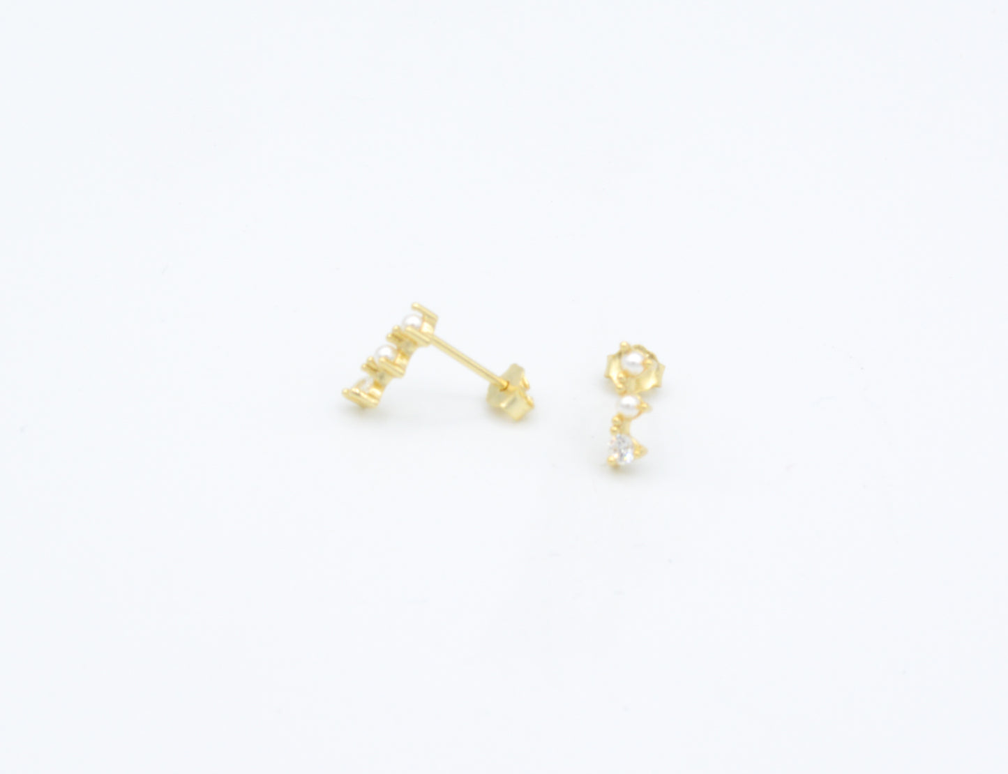 Freshwater Pearl Stud Earrings with Cubic Zirconia Detail