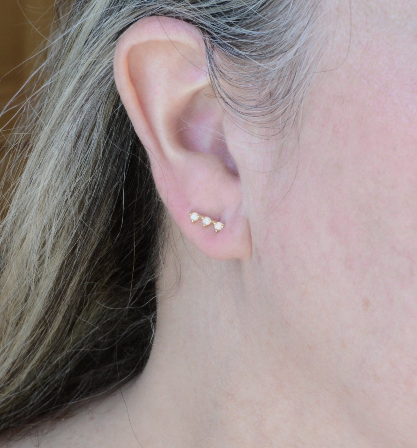 Dainty White Opal Sparkle Studs