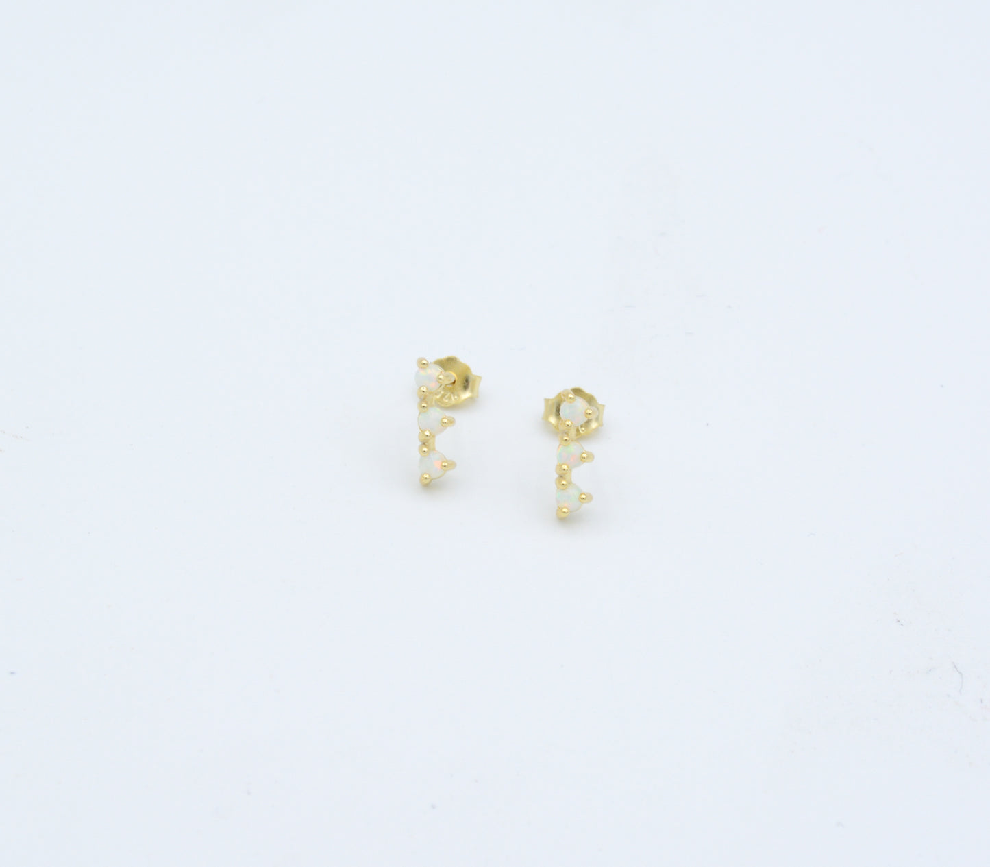 Dainty White Opal Sparkle Studs
