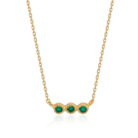 Green onyx delicate bar necklace