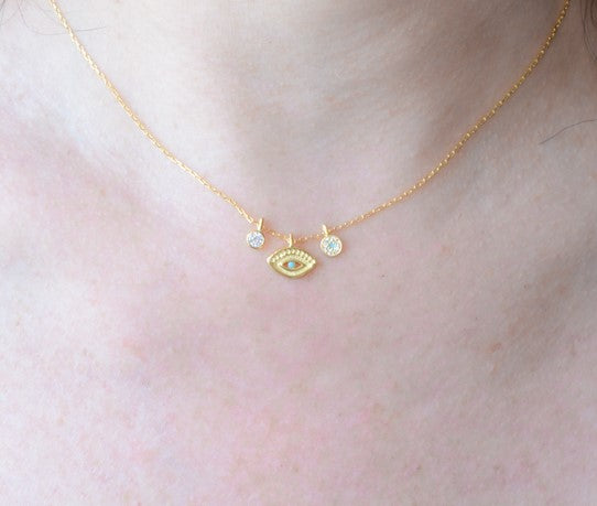 Gold Eye talisman charm necklace