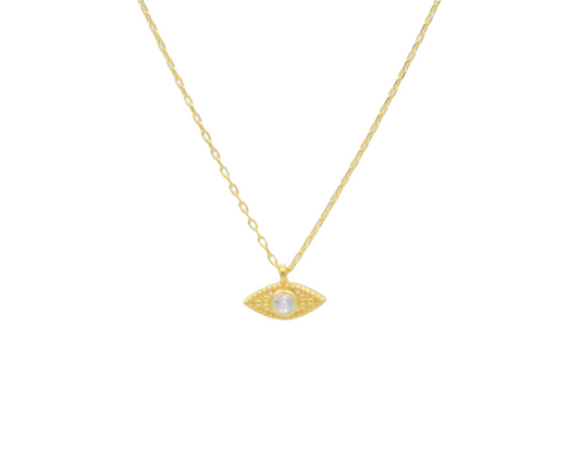 Gold Eye talisman necklace with cz accents