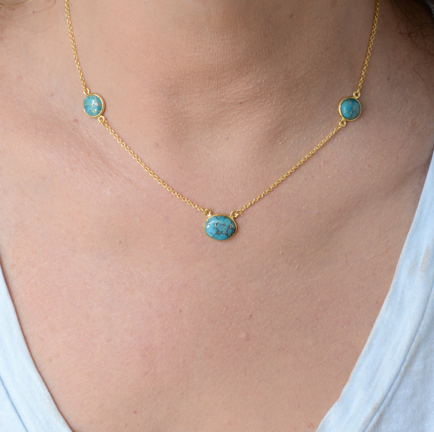 Gold plated turquoise necklace
