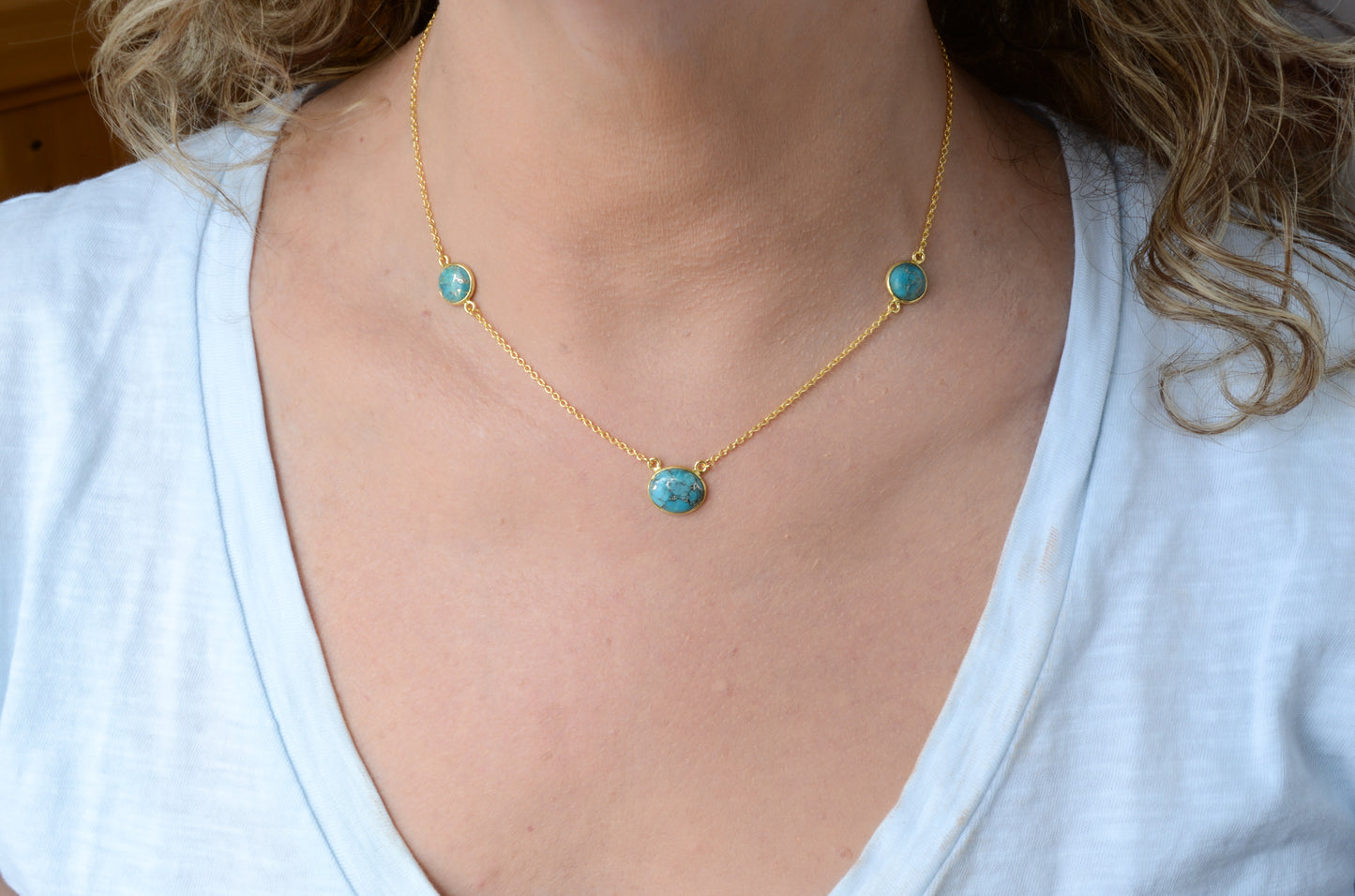 Gold plated turquoise necklace