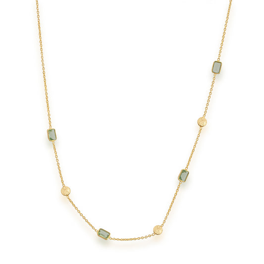 Green amethyst necklace with hammered disc spacers