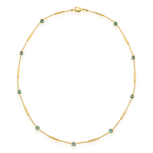 Green tourmaline necklace with textured tube spacers