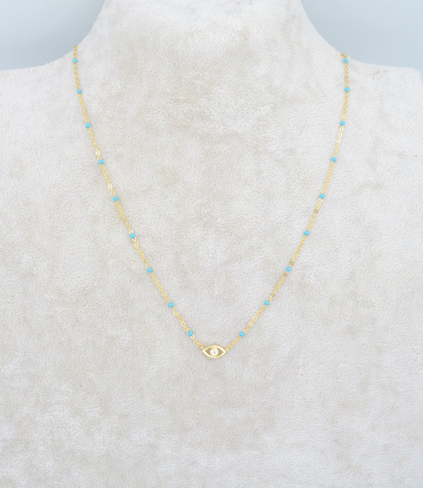 Turquoise Enamel Eye Talisman Necklace