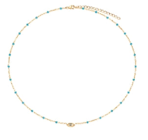 Turquoise Enamel Eye Talisman Necklace