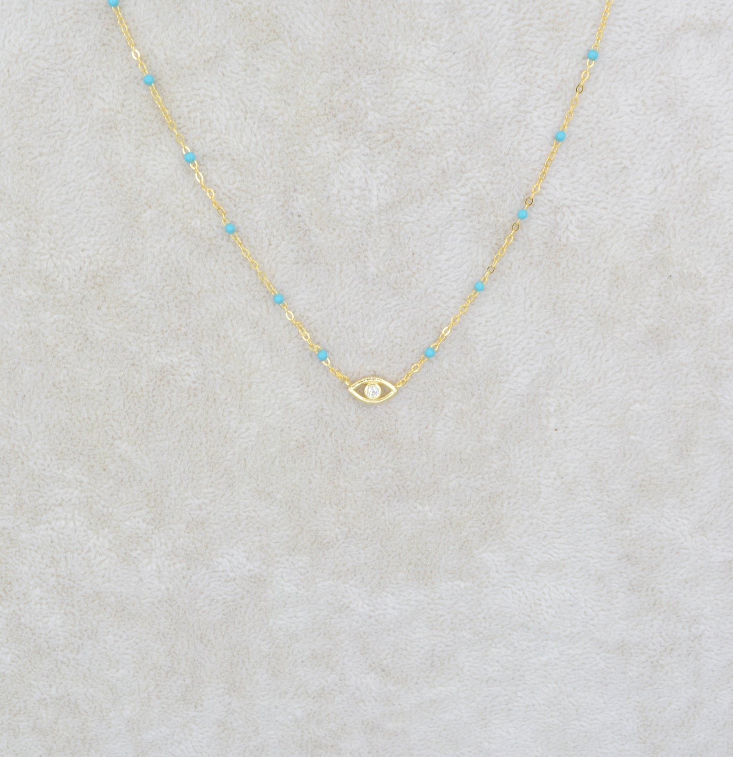 Turquoise Enamel Eye Talisman Necklace