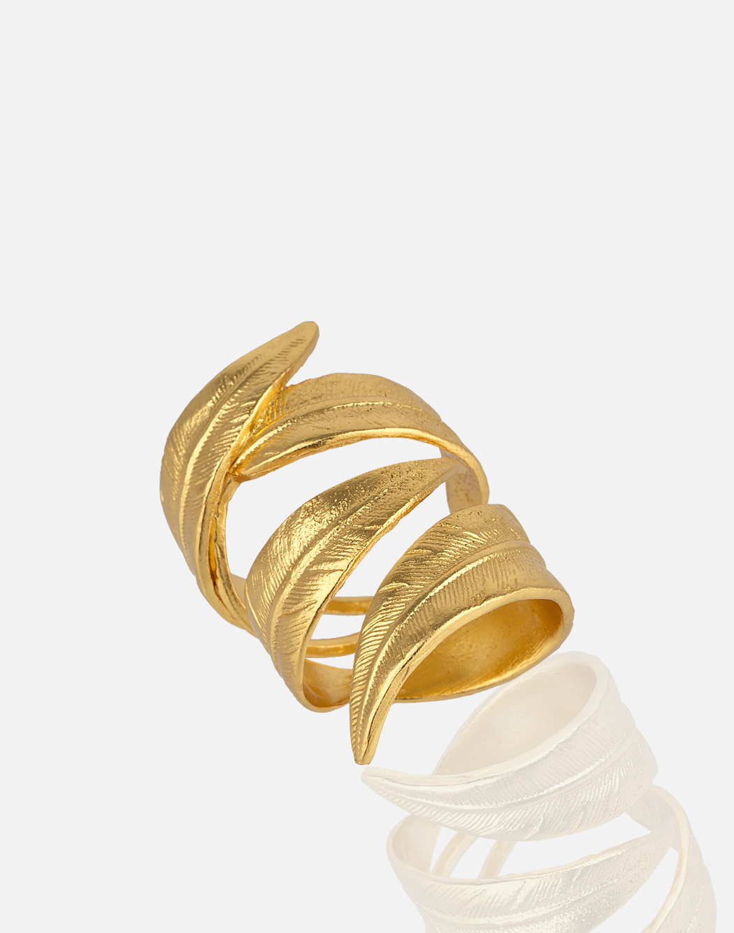 Gold plated feather wrapped ring