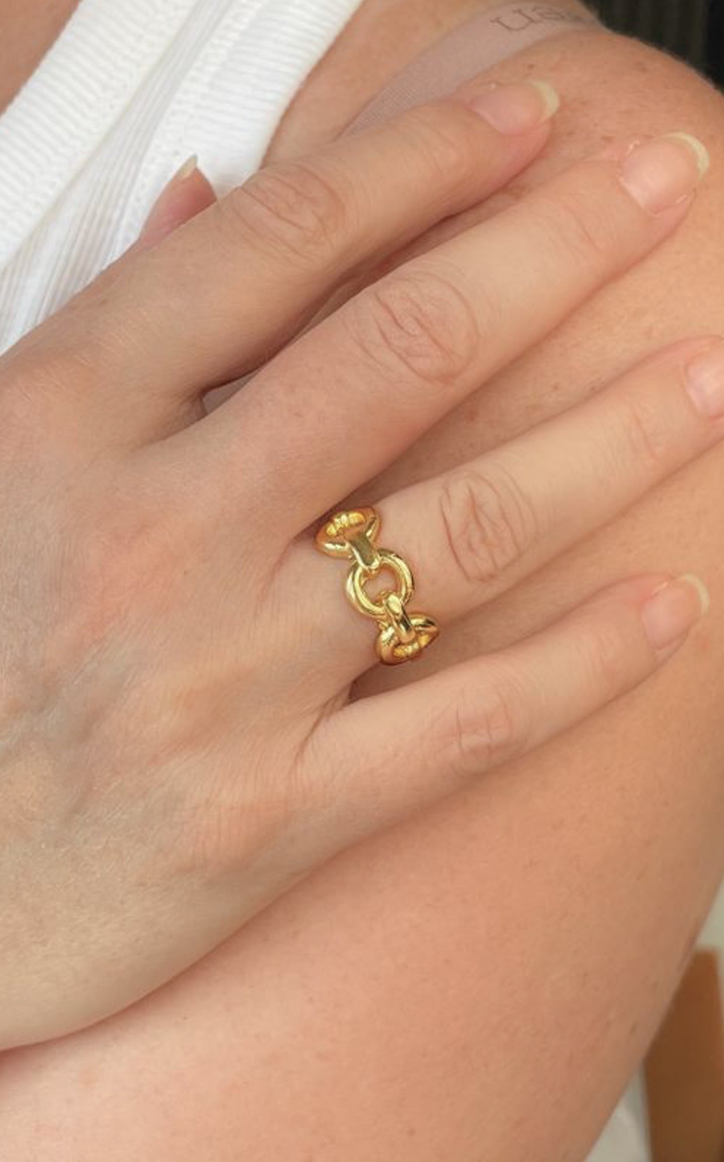 Gold plated chain link ring