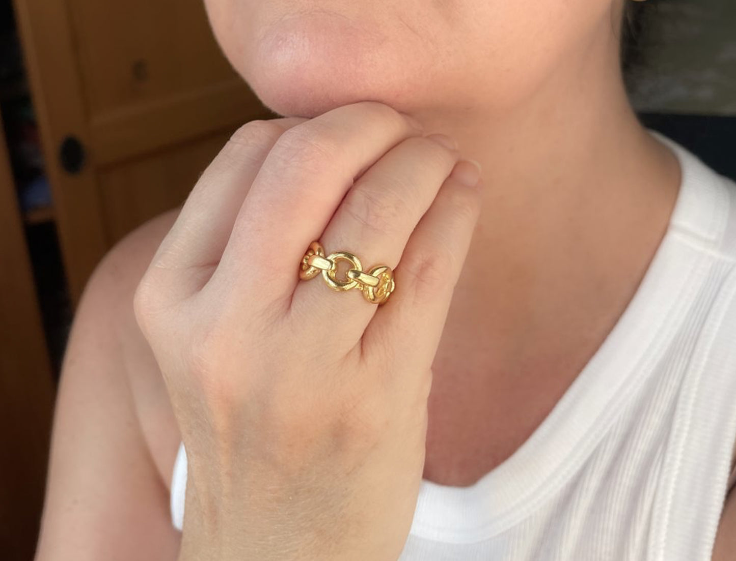 Gold plated chain link ring