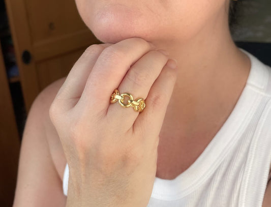 Gold plated chain link ring