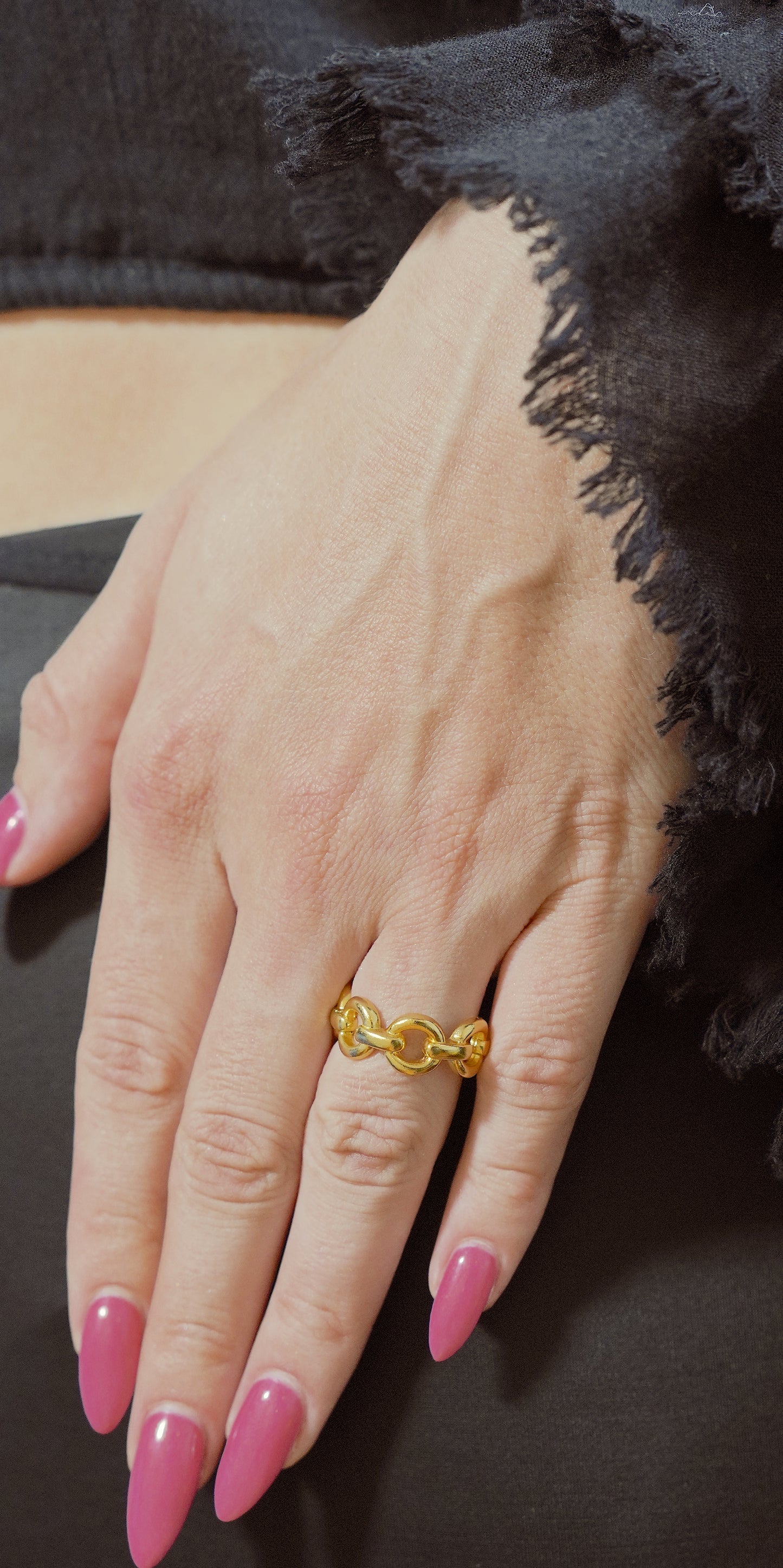 Gold plated chain link ring