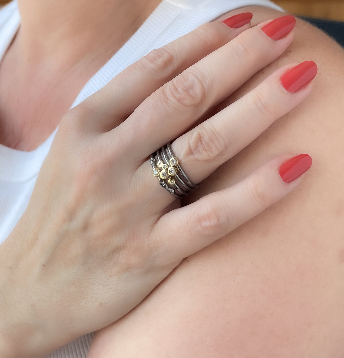 Two-Tone Stackable Ring Look