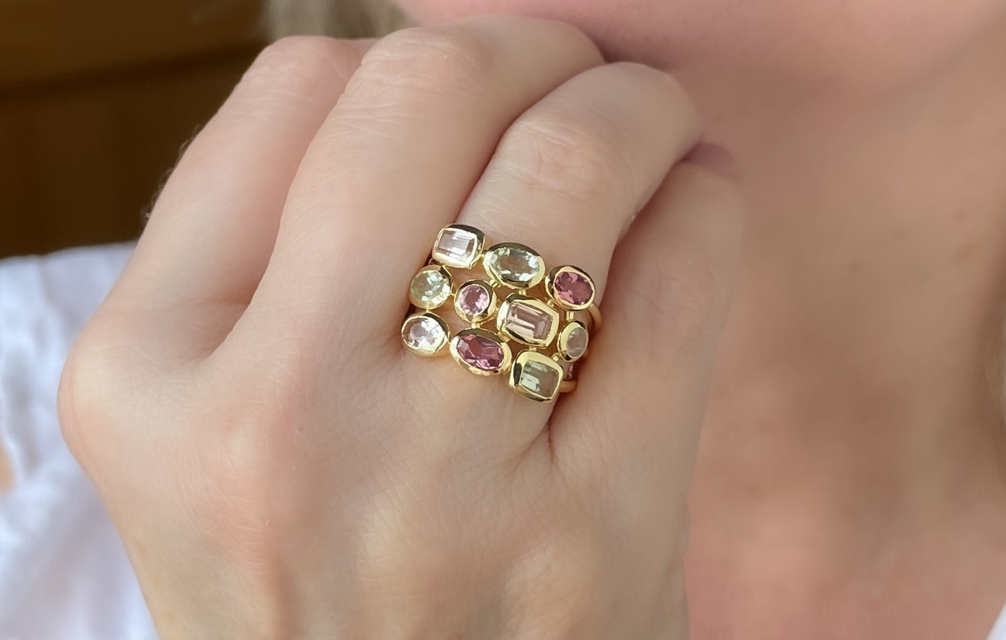 Elegant Trio Gemstone Ring