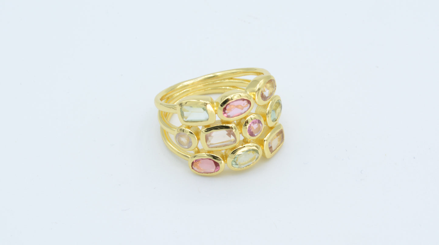 Elegant Trio Gemstone Ring