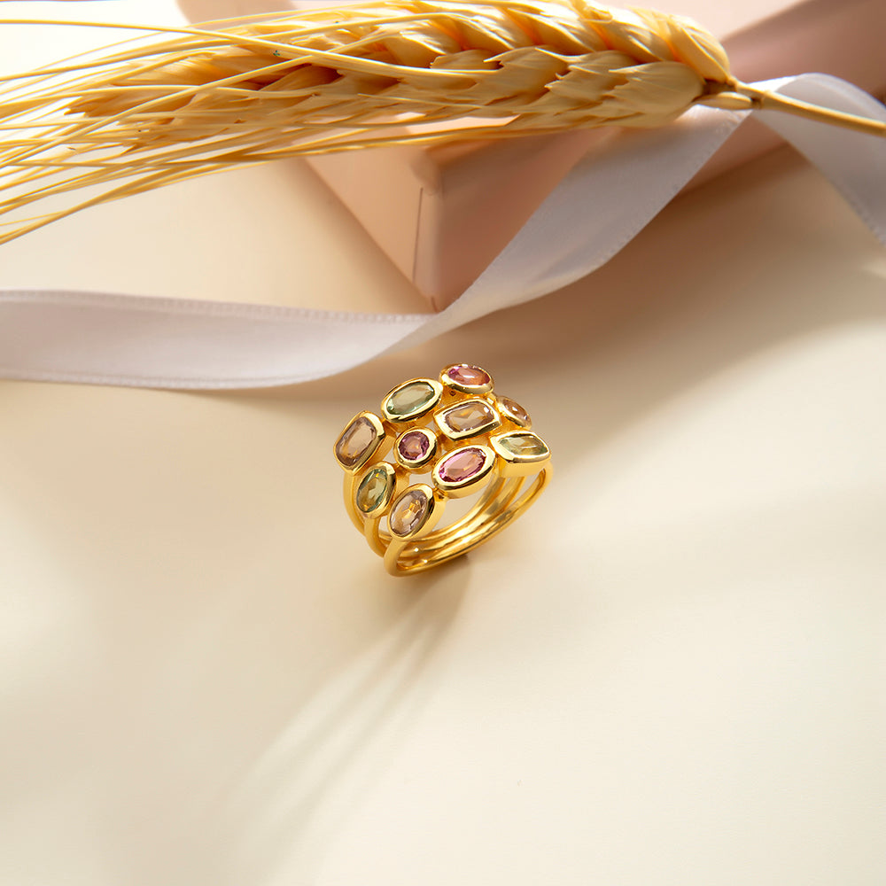 Elegant Trio Gemstone Ring