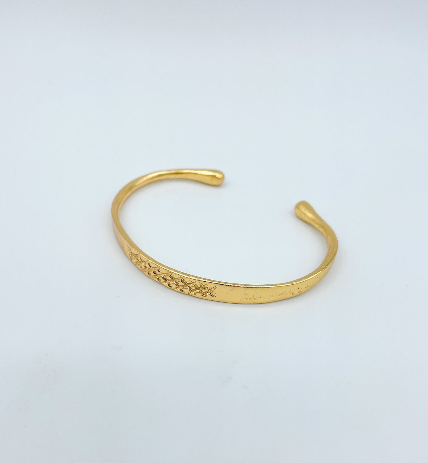 Handmade gold plated engraved cuff