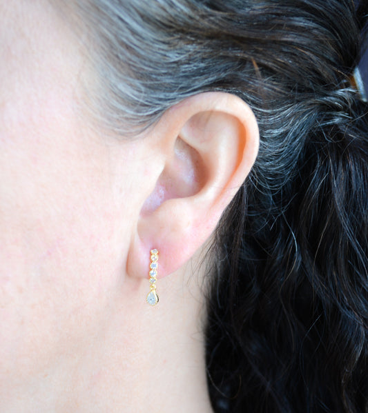 Gold plate cubic zirconia dangle studs