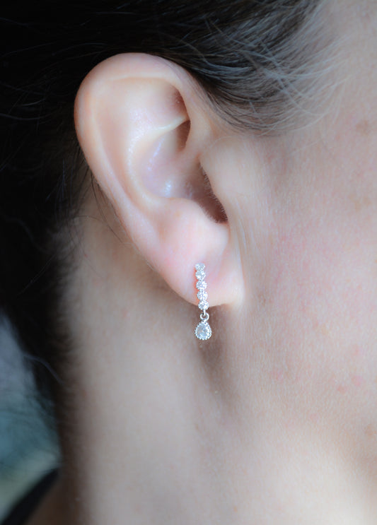 Sterling silver cubic zirconia dangle studs
