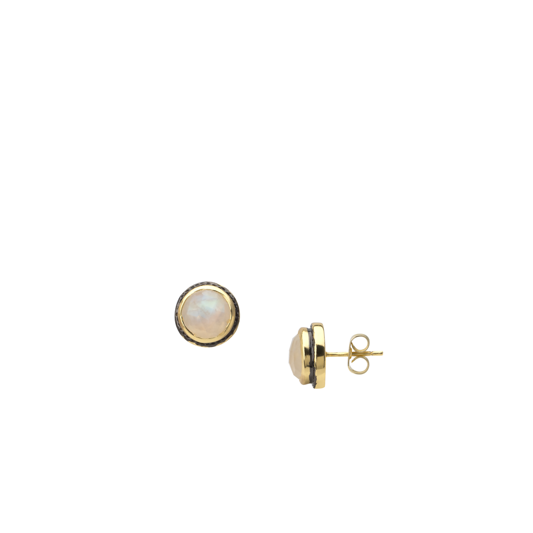 Two-tone Rainbow moonstone stud earring