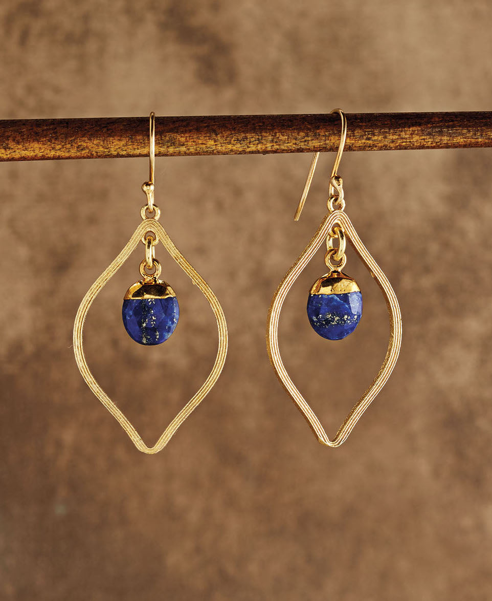 Faceted Lapis Drop Earrings
