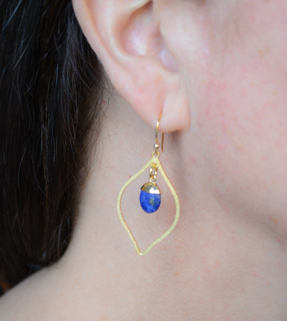 Faceted Lapis Drop Earrings