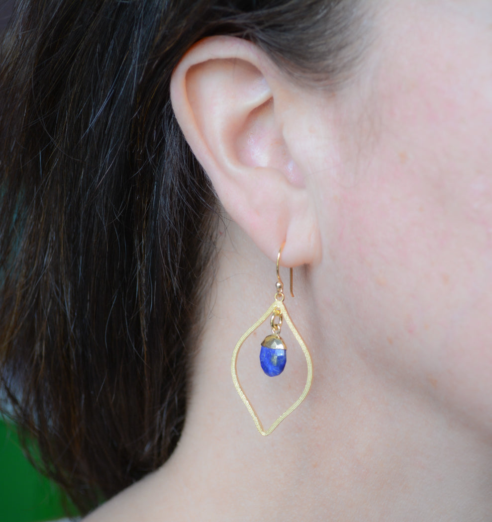 Faceted Lapis Drop Earrings