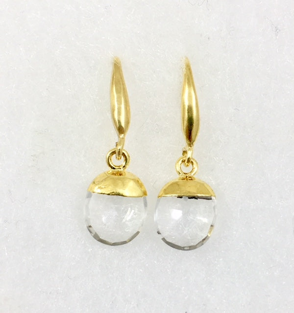 Faceted Crystal Quartz Drop Earrings
