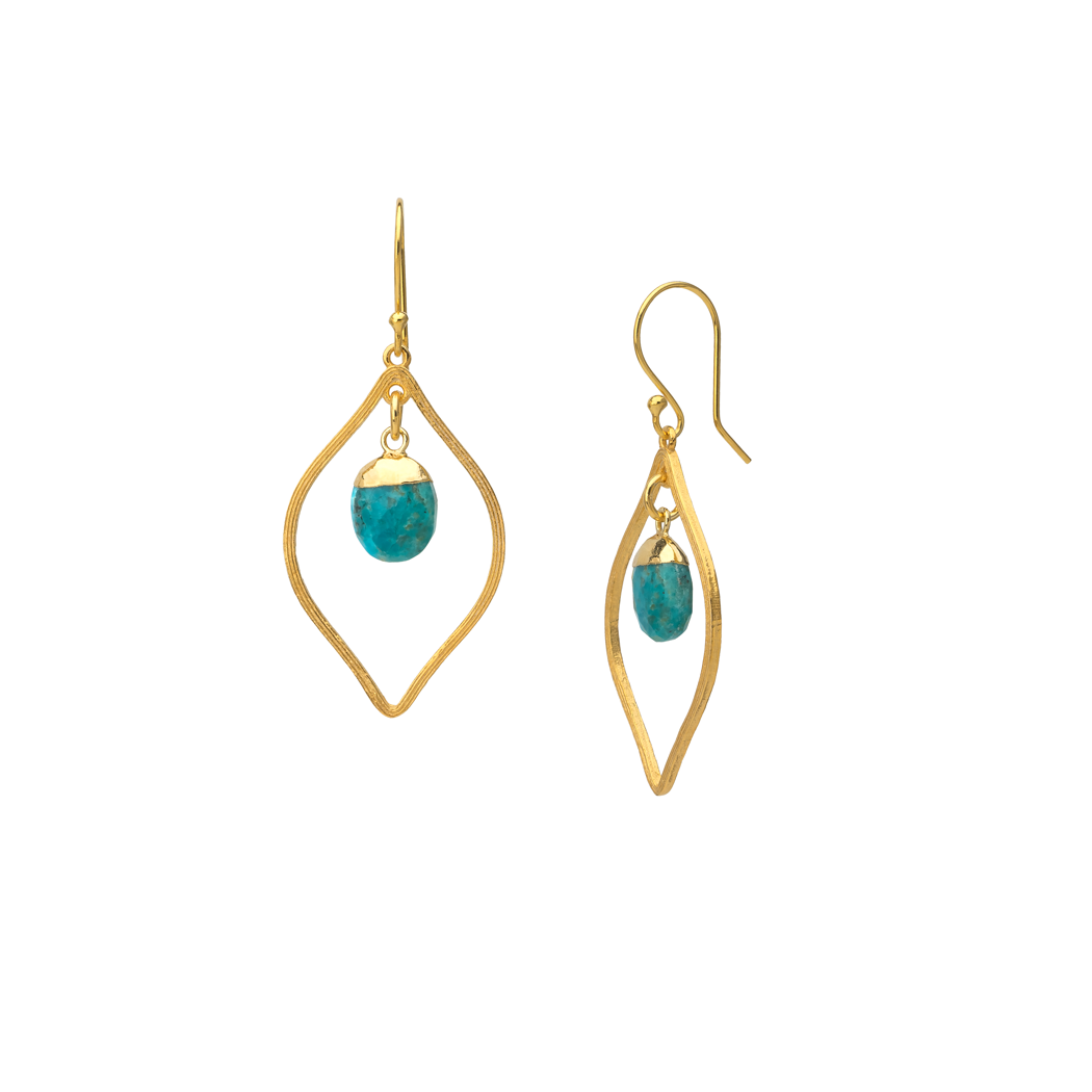 Faceted Kingman Turquoise Drop Earrings