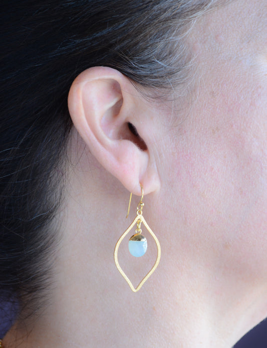 Faceted Aqua Chalcedony Drop Earrings