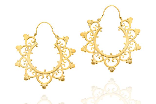 Gold Plated Filigree Hoop Earrings